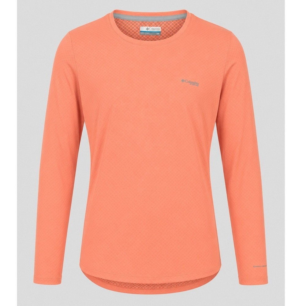 Columbia PFG Omni-Freeze Long Sleeve Shirt Coral Pink Geometric Womens Small